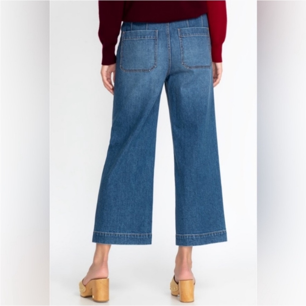 Johnny Was Shuri Cropped Wide Leg Jeans Floral Embroidered Patch Pocket Size 29 - Picture 15 of 16